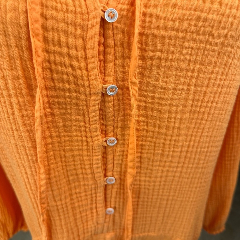 Magaschoni Size Medium Tumeric Flowy‎ 100 Organic Cotton Gauze mini dress - Picture 8 of 14